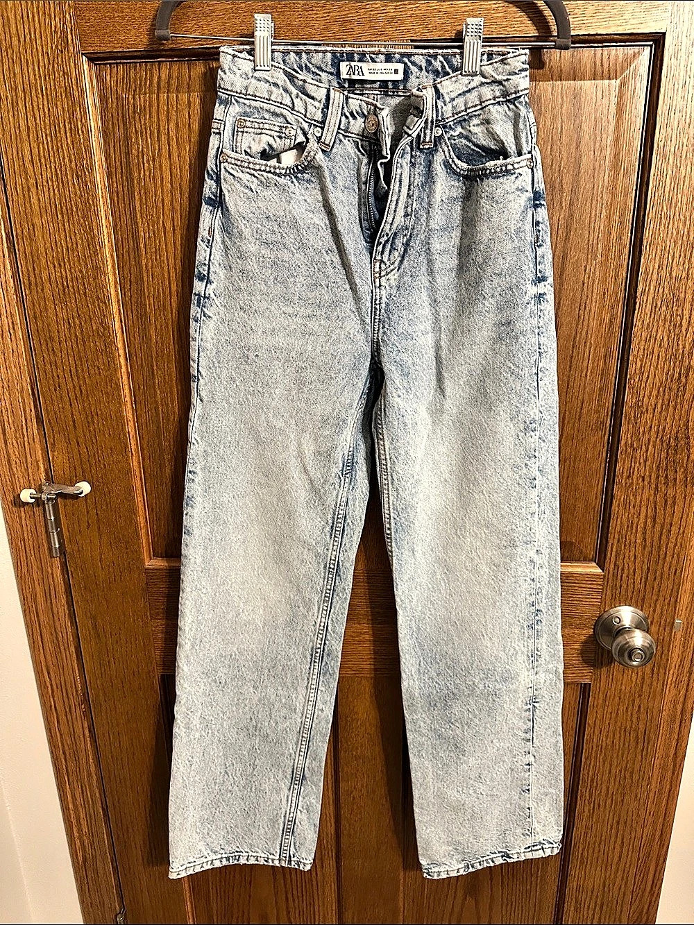 Zara High-Rise Acid Wash Jeans Blue US 0